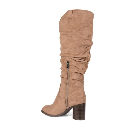 🆕 JOURNEE COLLECTION ANEIL KNEE-HIGH BOOTS IN FAUX SUEDE Taupe Suede Size 7 - Picture 4 of 13